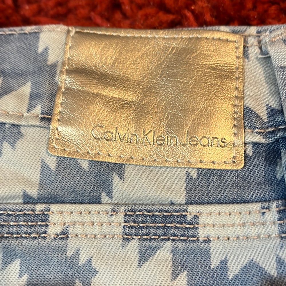 Calvin Klein denim print jean shorts